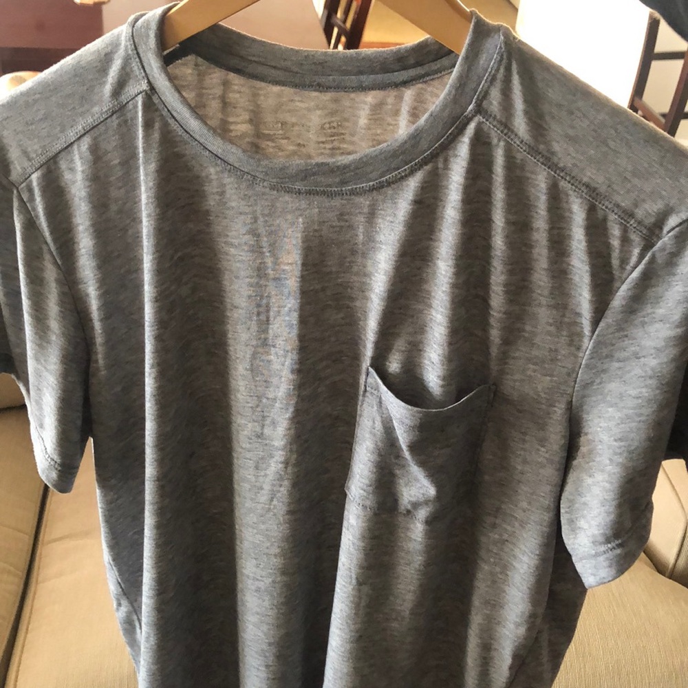 Fisher + Baker Soft Grey T-shirt with pocket.